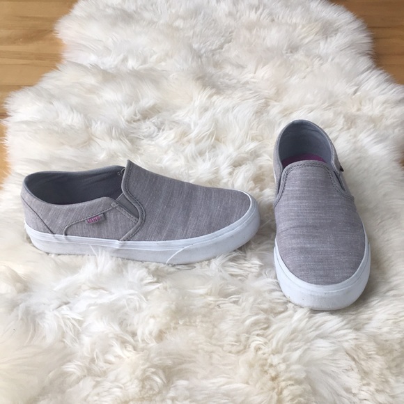 light grey slip on vans womens